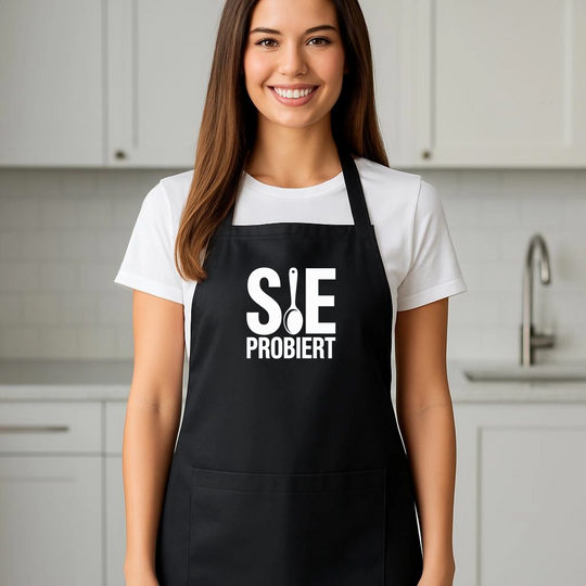 Er würzt sie probiert Schürzen Set