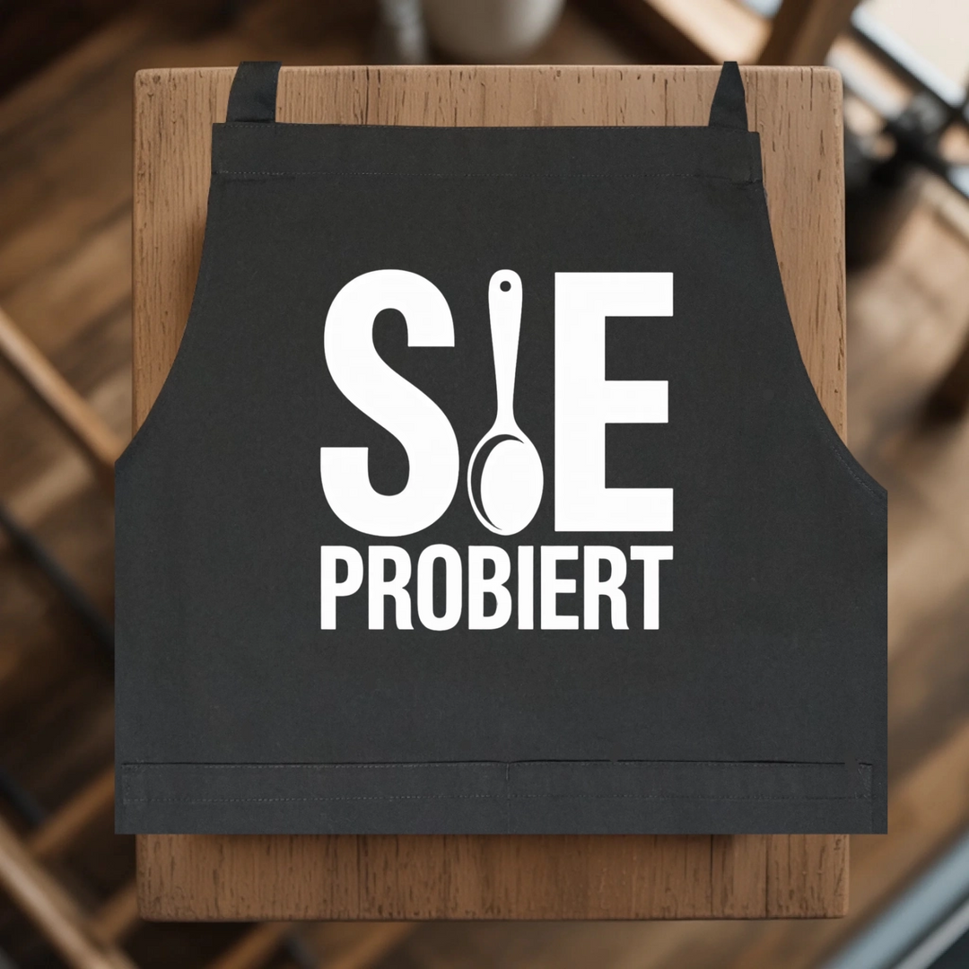 Er würzt sie probiert Schürzen Set