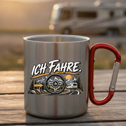Ich fahre Edelstahl-Tasse mit Karabiner