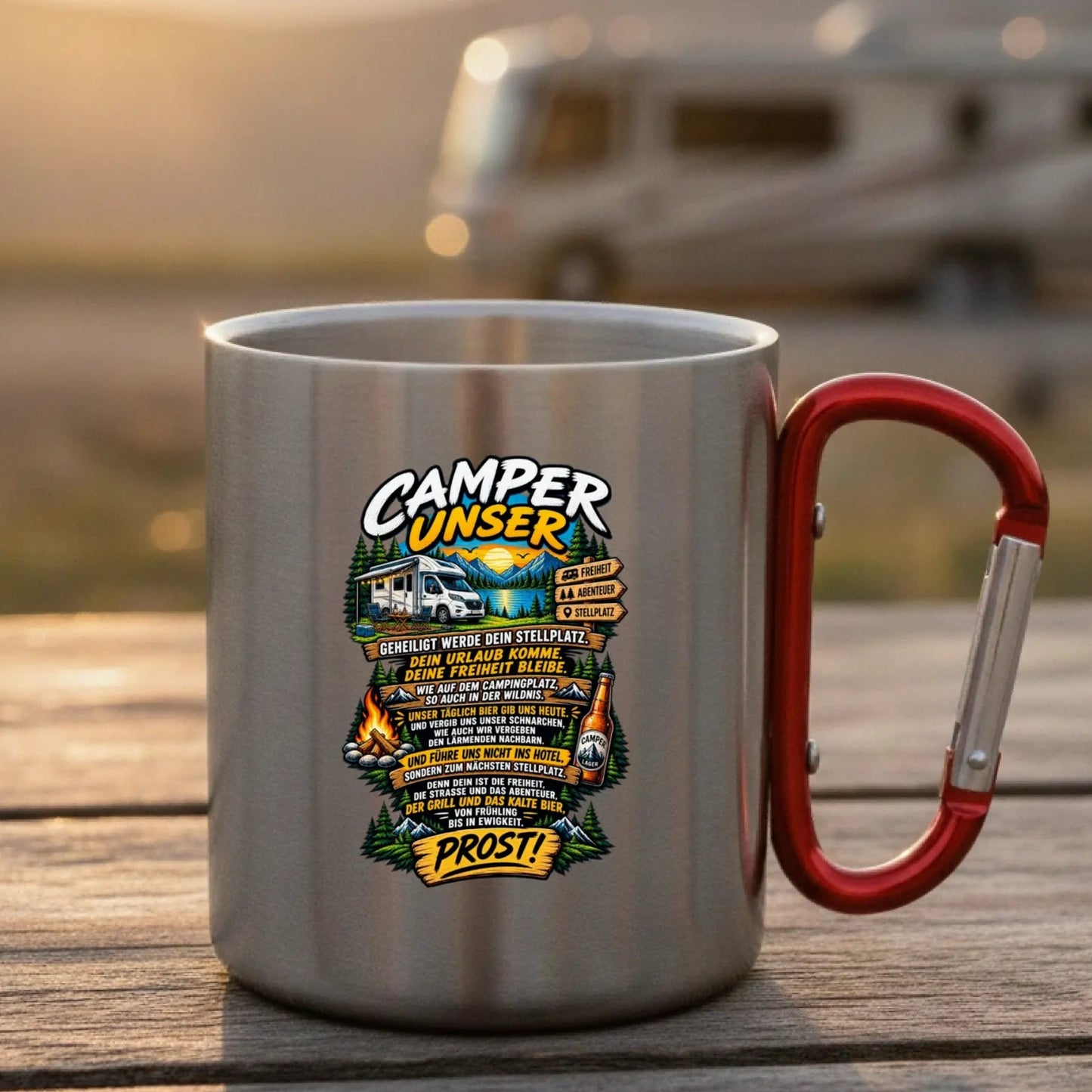 Camper Unser Edelstahl-Tasse mit Karabiner