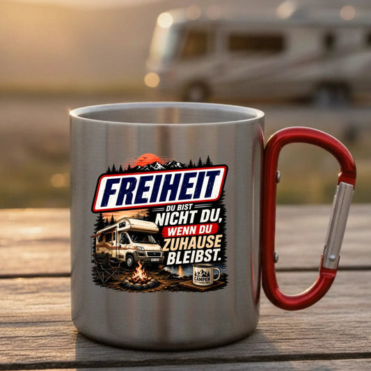 Freiheit Edelstahl-Tasse mit Karabiner