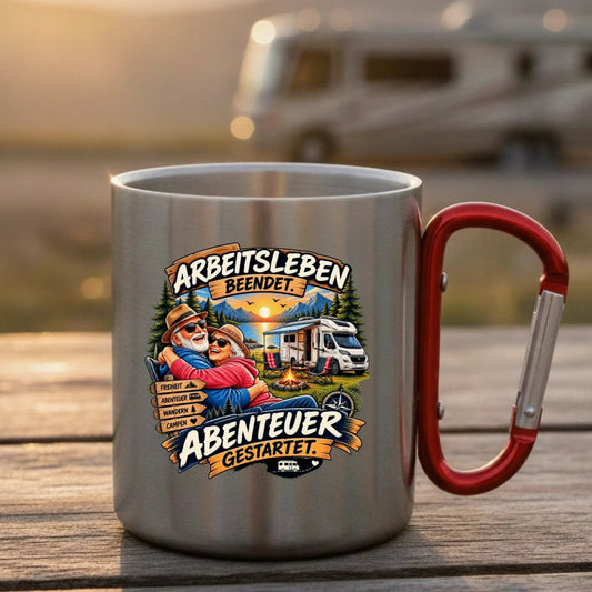 Arbeitsleben Edelstahl-Tasse mit Karabiner