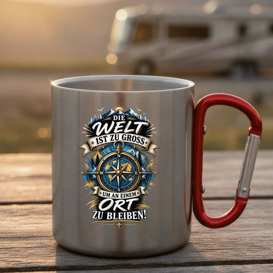Die Welt Edelstahl-Tasse mit Karabiner
