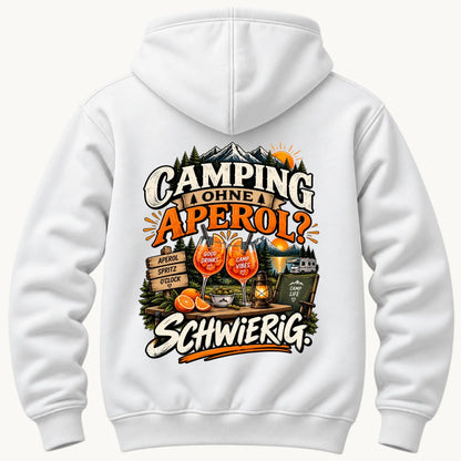 Camping ohne Aperol Premium Kapuzenpullover Rückendruck  Unisex