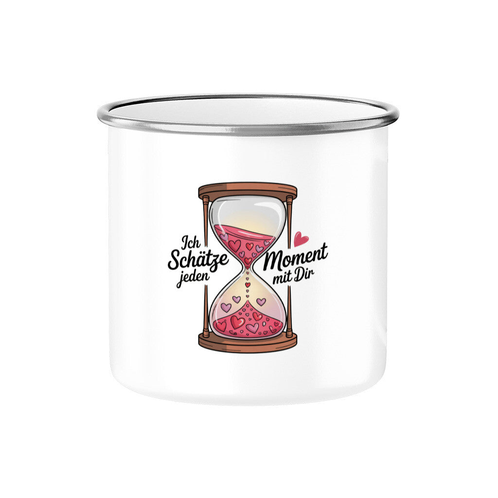 MUTTERTAG Emaille Tasse ICH SCHÄTZE JEDEN MOMENT MIT DIR