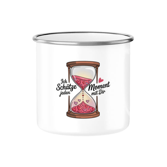 MUTTERTAG Emaille Tasse ICH SCHÄTZE JEDEN MOMENT MIT DIR