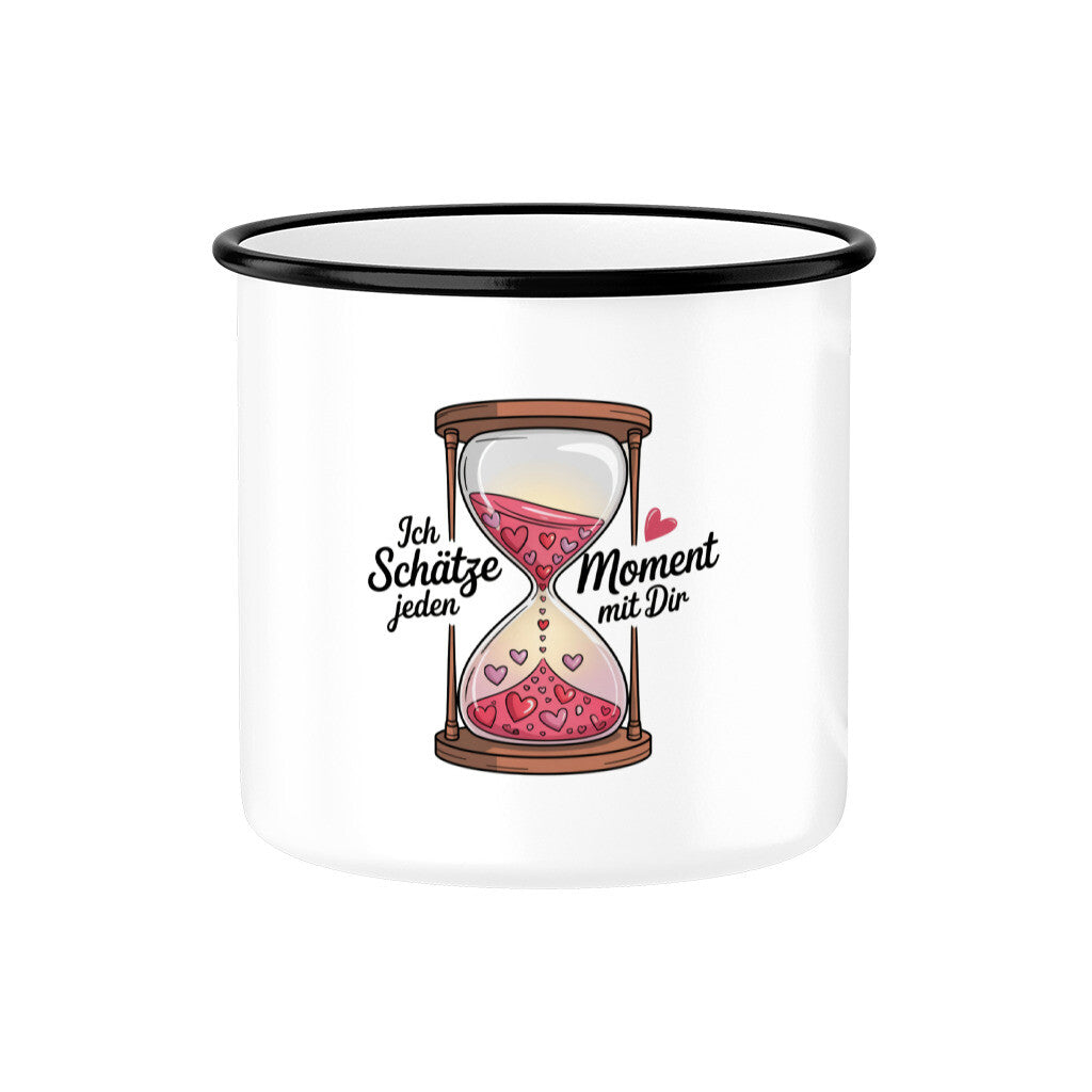 MUTTERTAG Emaille Tasse ICH SCHÄTZE JEDEN MOMENT MIT DIR
