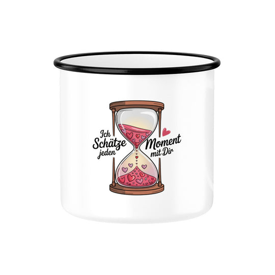 MUTTERTAG Emaille Tasse ICH SCHÄTZE JEDEN MOMENT MIT DIR