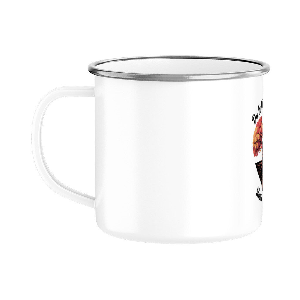 MUTTERTAG Emaille Tasse DU BIST DIE WURZEL MEINES LEBENS