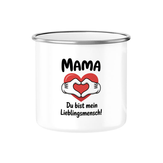 MUTTERTAG Emaille Tasse MAMA DU BIST MEIN LIEBLINGSMENSCH