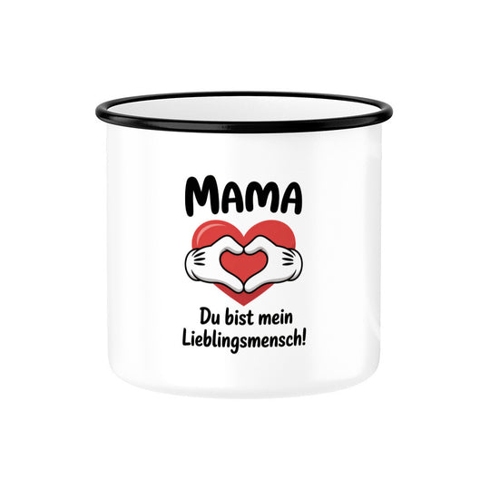 MUTTERTAG Emaille Tasse MAMA DU BIST MEIN LIEBLINGSMENSCH