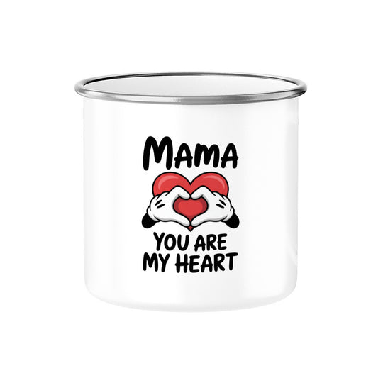 MUTTERTAG Emaille Tasse MAMA YOU ARE MY HEART