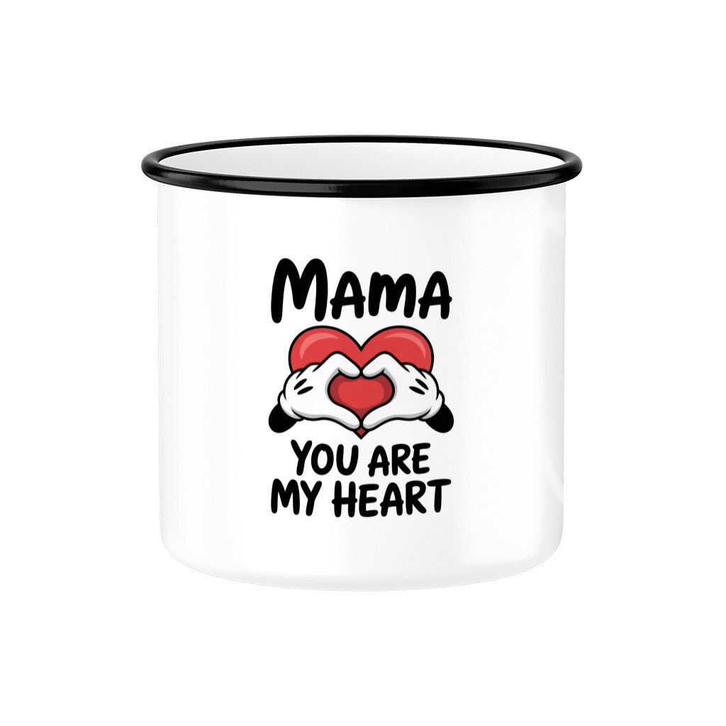 MUTTERTAG Emaille Tasse MAMA YOU ARE MY HEART