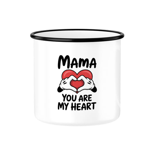 MUTTERTAG Emaille Tasse MAMA YOU ARE MY HEART