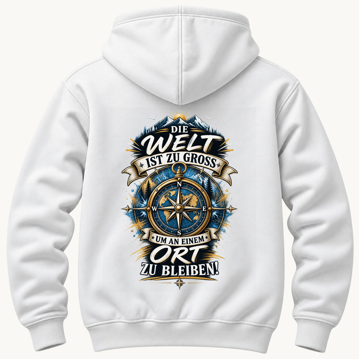 Die Welt ist zu groß Rückendruck Kapuzenpullover Unisex