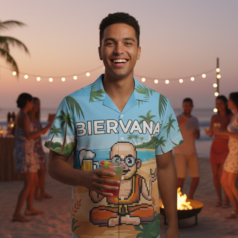 BIERVANA Alloverprint Hawaiihemd